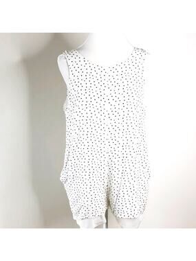 Lelis Romper Blue Stars Size Large Sleeveless White With Pockets 4th July